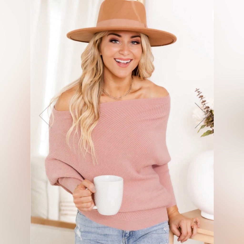 Pink Lily Pink Off The Shoulder Sweater Pink Lily Pink Off The Shoulder Sweater